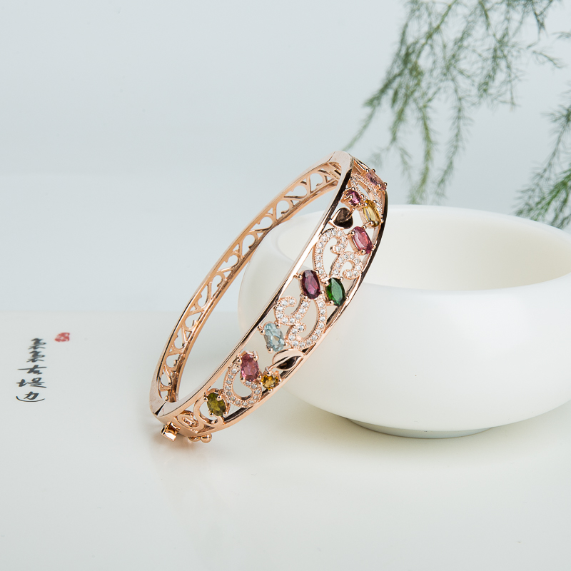多色碧玺贵妃镯-红掌柜
