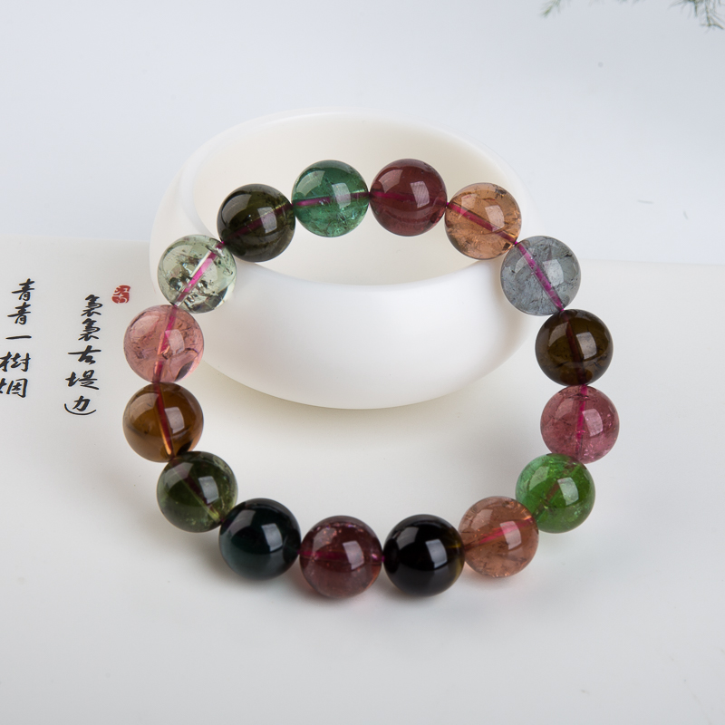 巴西天然碧玺单圈手串-红掌柜