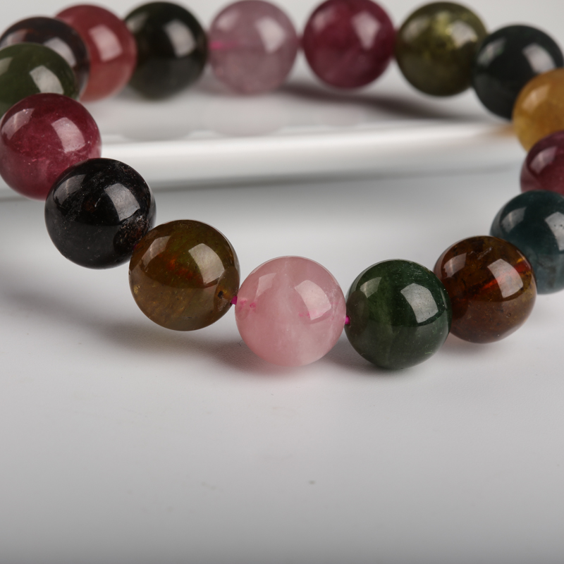 绚丽多彩碧玺单圈手串-红掌柜