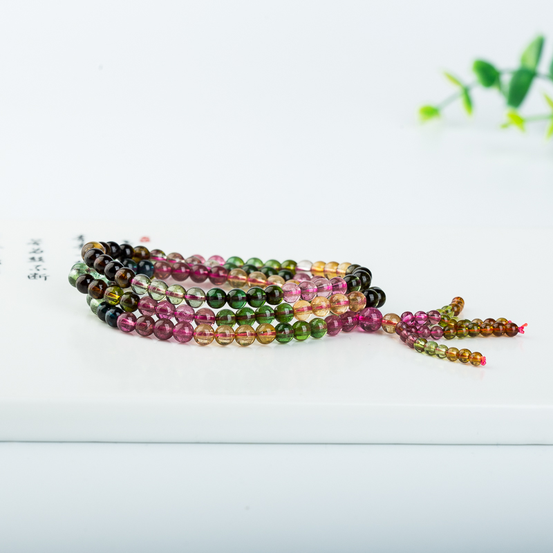 天然碧玺三圈手串-红掌柜