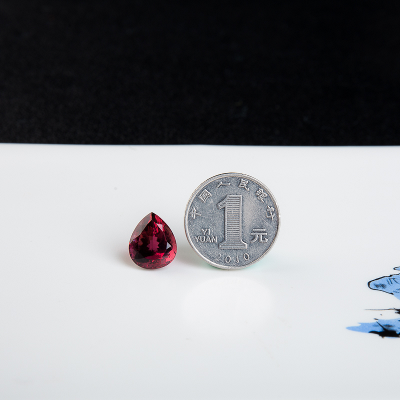 碧玺水滴戒面-红掌柜