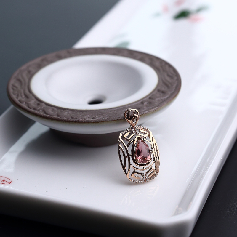 金镶碧玺吊坠-红掌柜