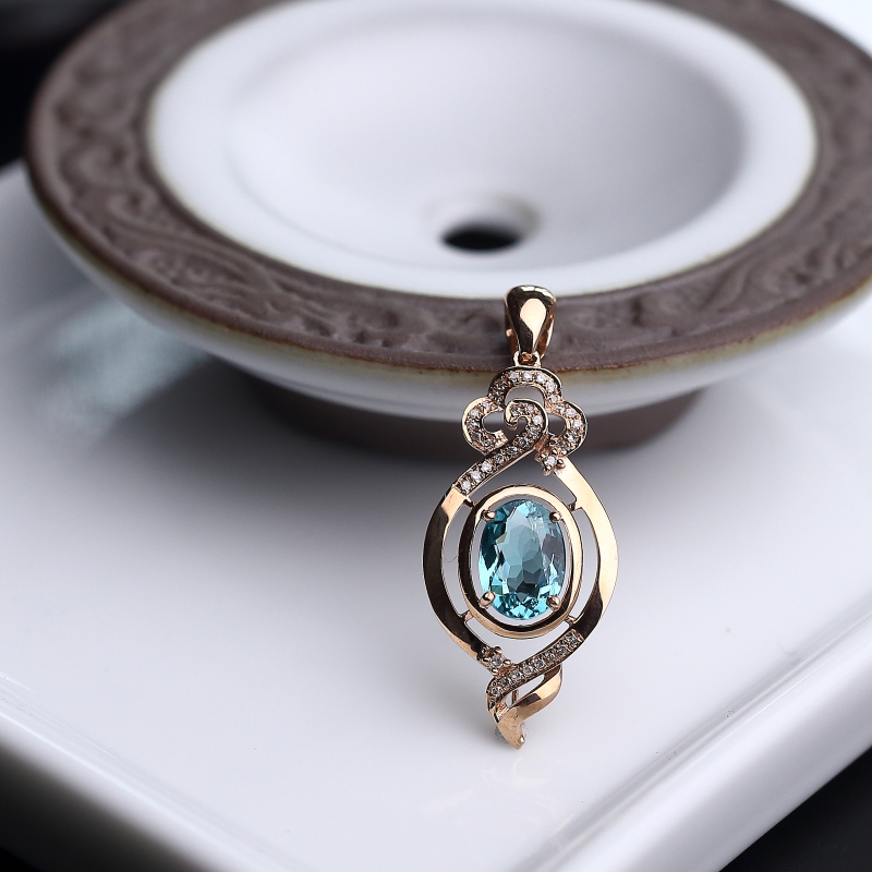 18k金镶碧玺吊坠-红掌柜