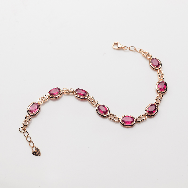 巴西天然卢比莱色碧玺手链-红掌柜