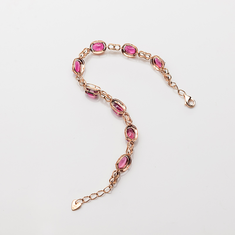 18K金镶钻卢比莱色碧玺手链-红掌柜