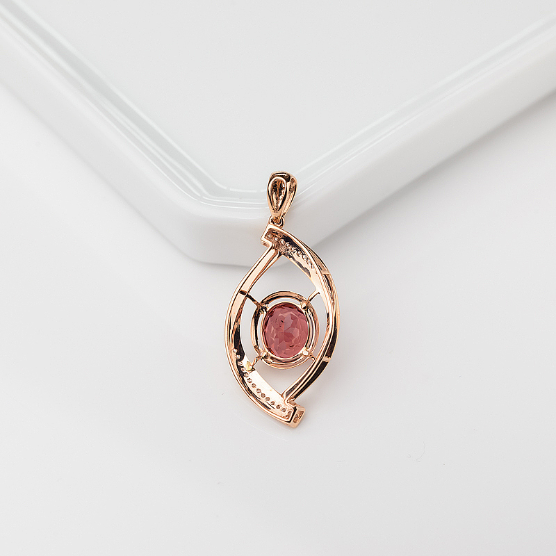 18K金镶钻巴西红色碧玺吊坠-红掌柜