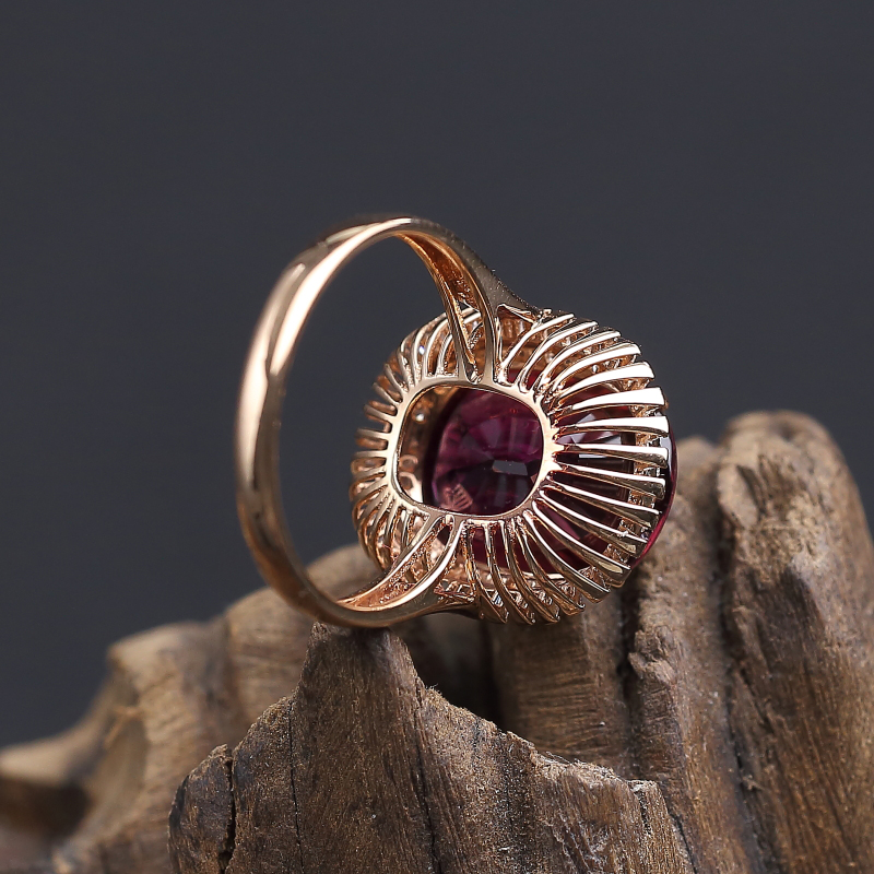 18K金镶钻巴西红色碧玺戒指-红掌柜