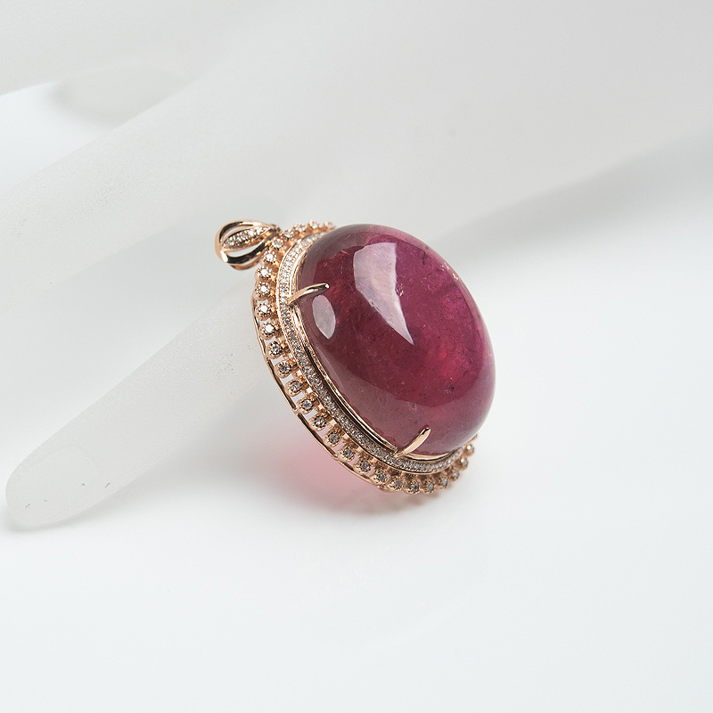 金镶钻粉色碧玺吊坠-红掌柜