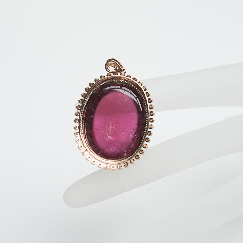 18K金镶钻碧玺吊坠-红掌柜