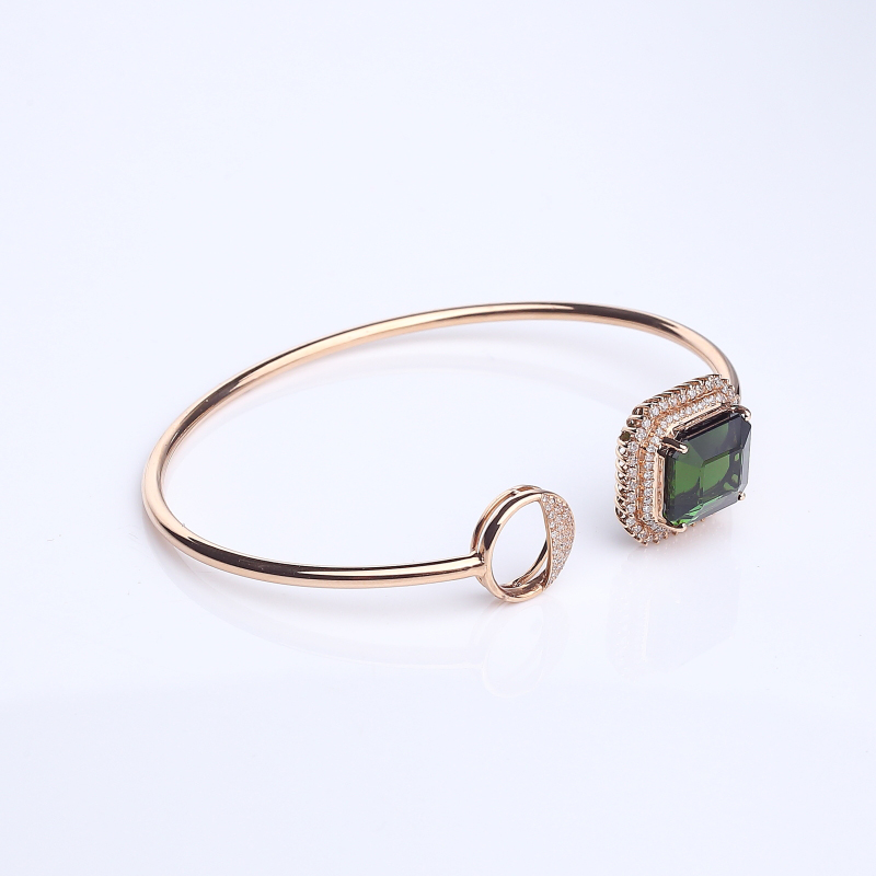 18K金镶钻绿色碧玺手镯-红掌柜