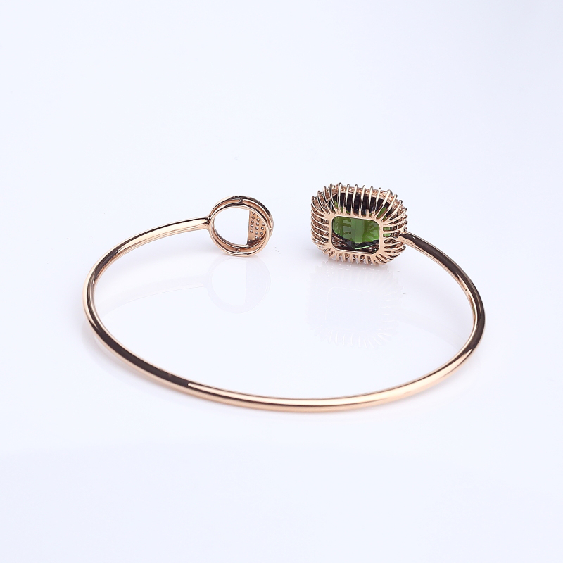 天然18K金镶钻绿色碧玺手镯-红掌柜