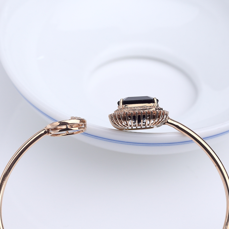 56.5mm18K金镶钻绿色碧玺手镯-红掌柜