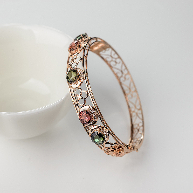 双色碧玺手镯-红掌柜