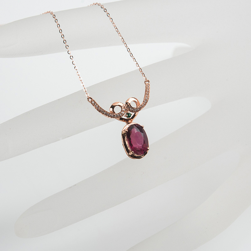 天然玫红碧玺锁骨链-红掌柜