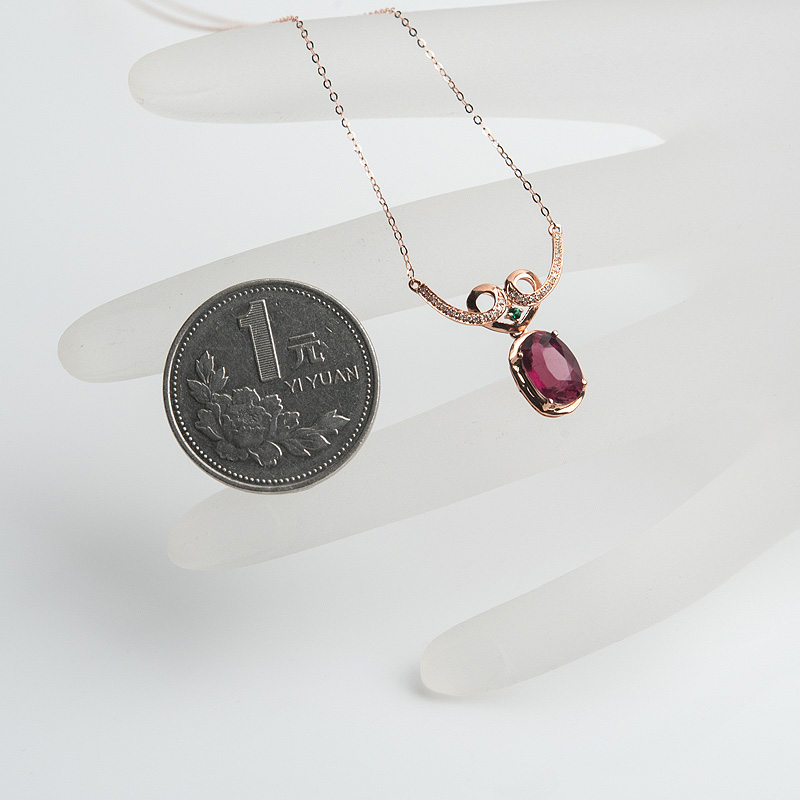 18K金镶钻碧玺锁骨链-红掌柜