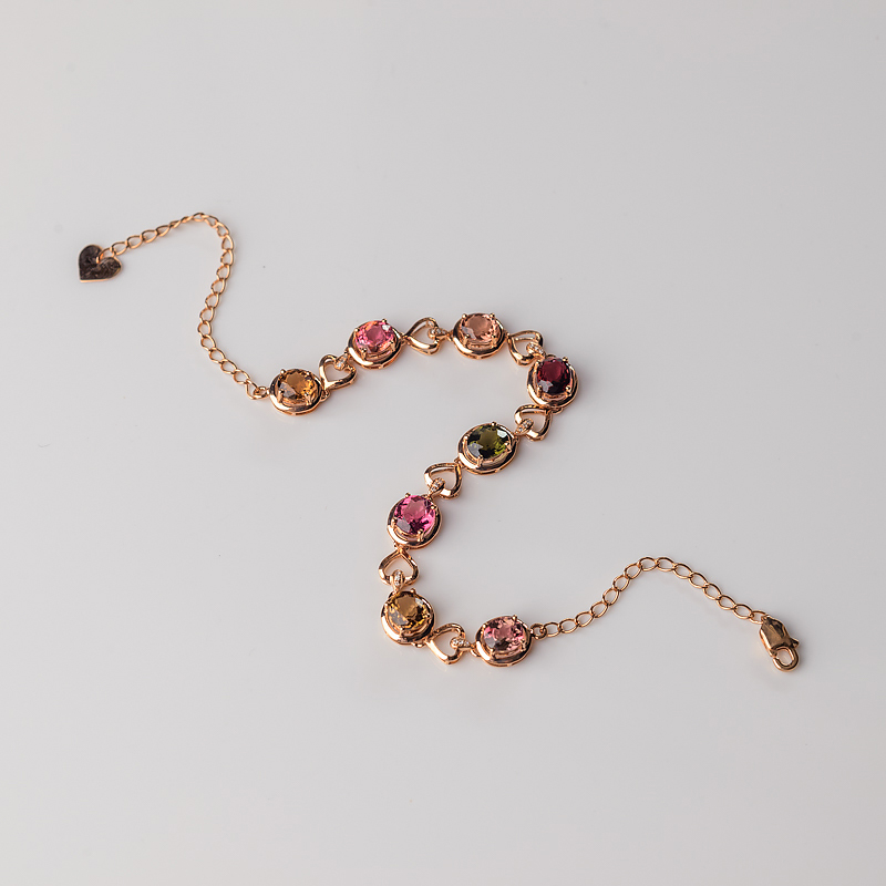 18K金镶钻彩虹碧玺手链-红掌柜