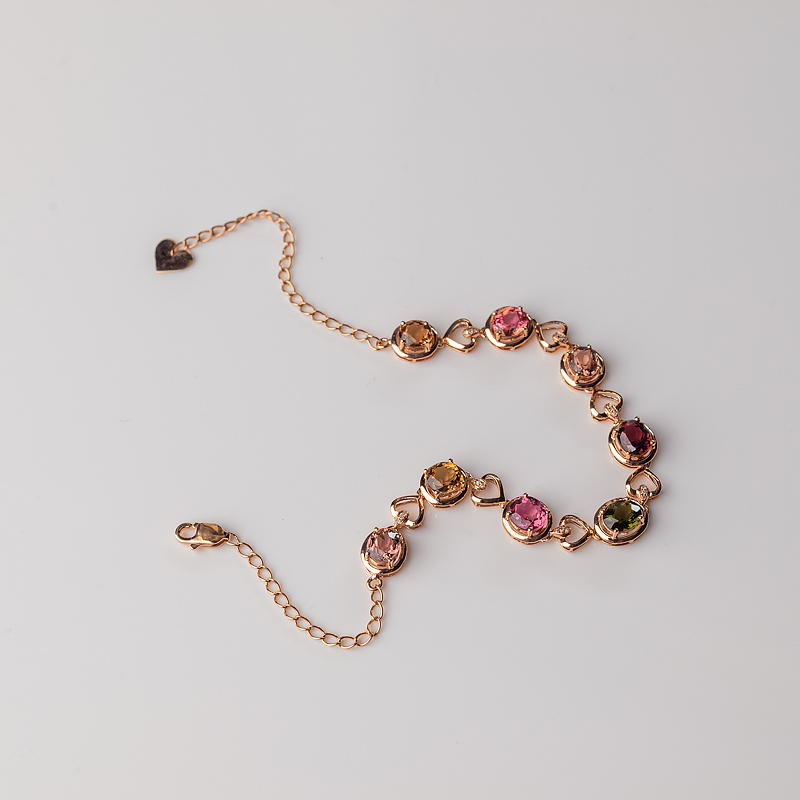 金镶钻彩虹碧玺手链-红掌柜