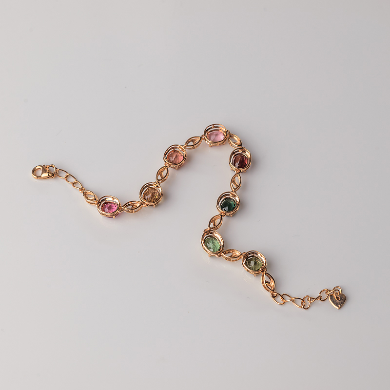 18K金镶钻碧玺手链-红掌柜