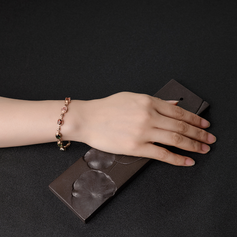 巴西彩虹碧玺手链-红掌柜