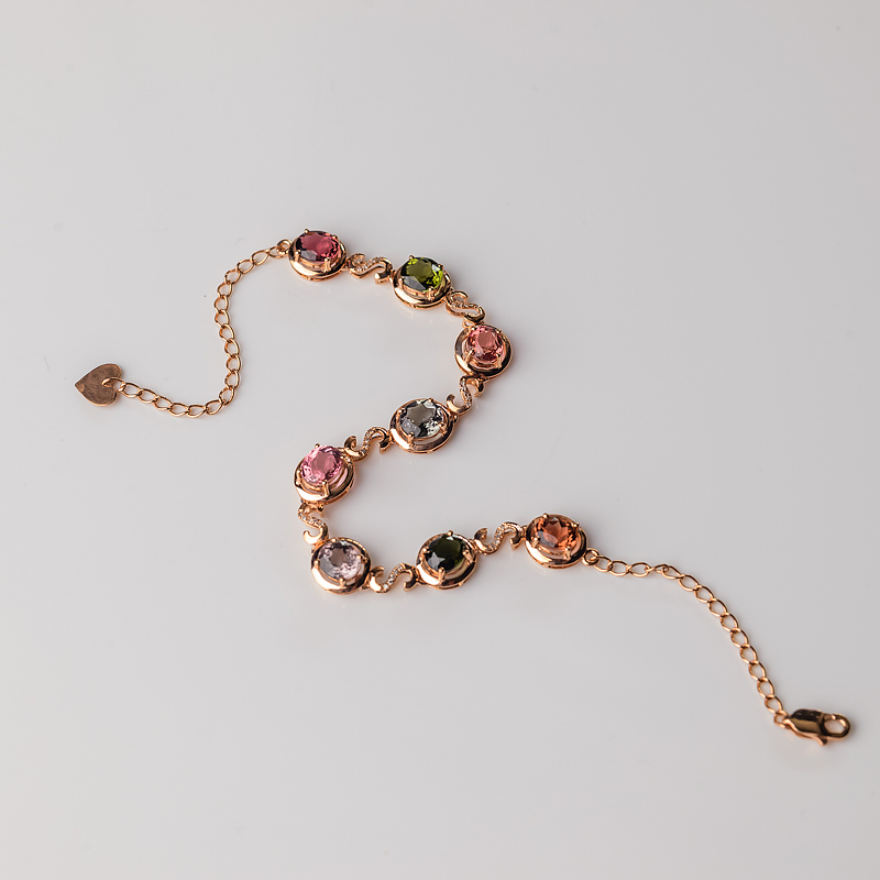 金镶钻彩虹碧玺手链-红掌柜