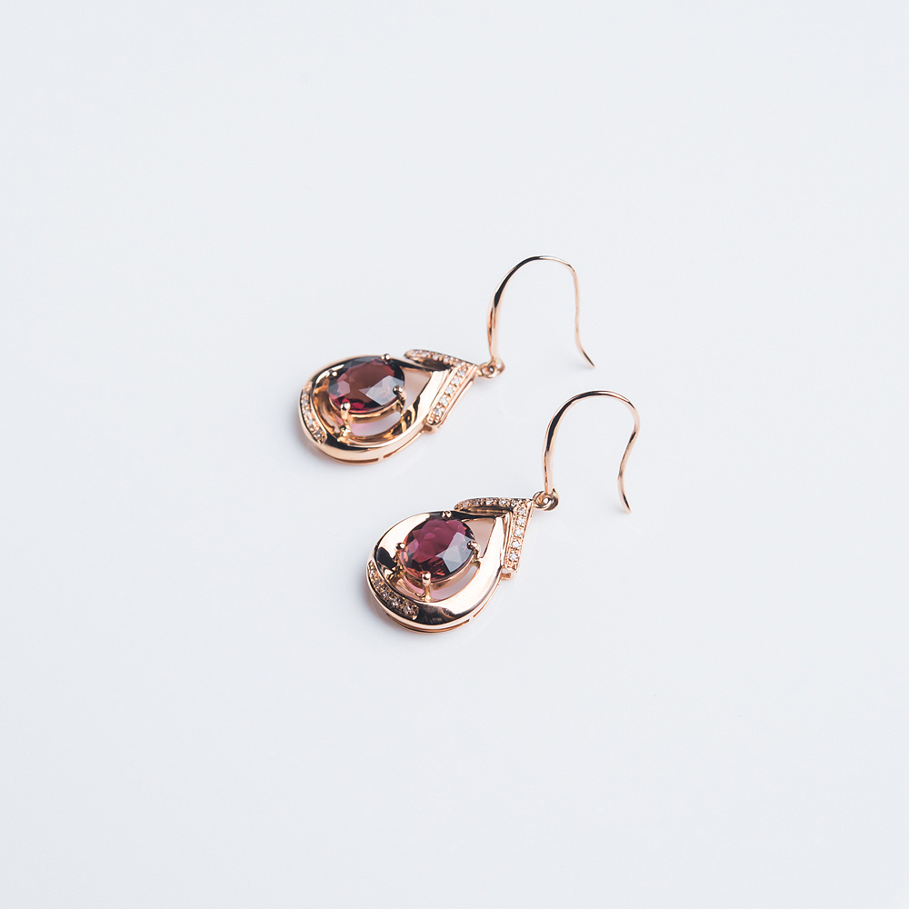 金镶钻红色碧玺耳坠-红掌柜