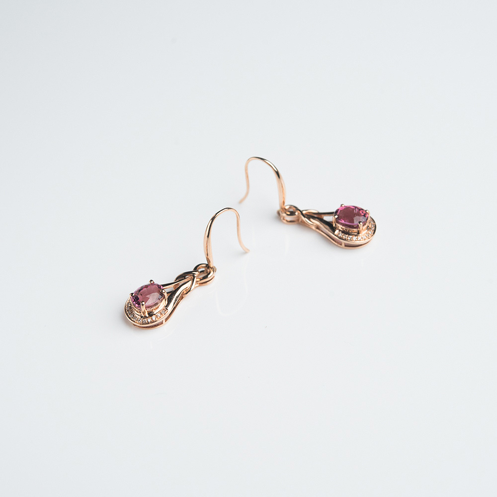 粉色碧玺耳坠-红掌柜