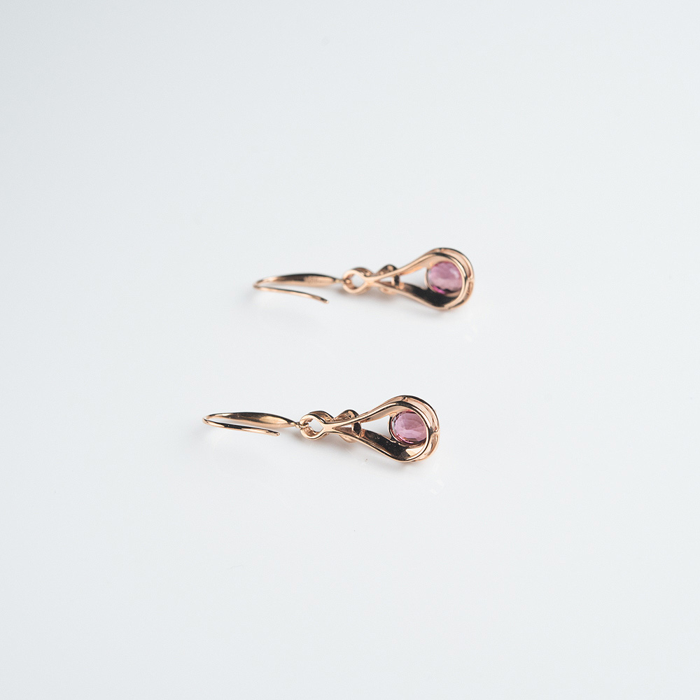 18K金镶钻碧玺耳坠-红掌柜