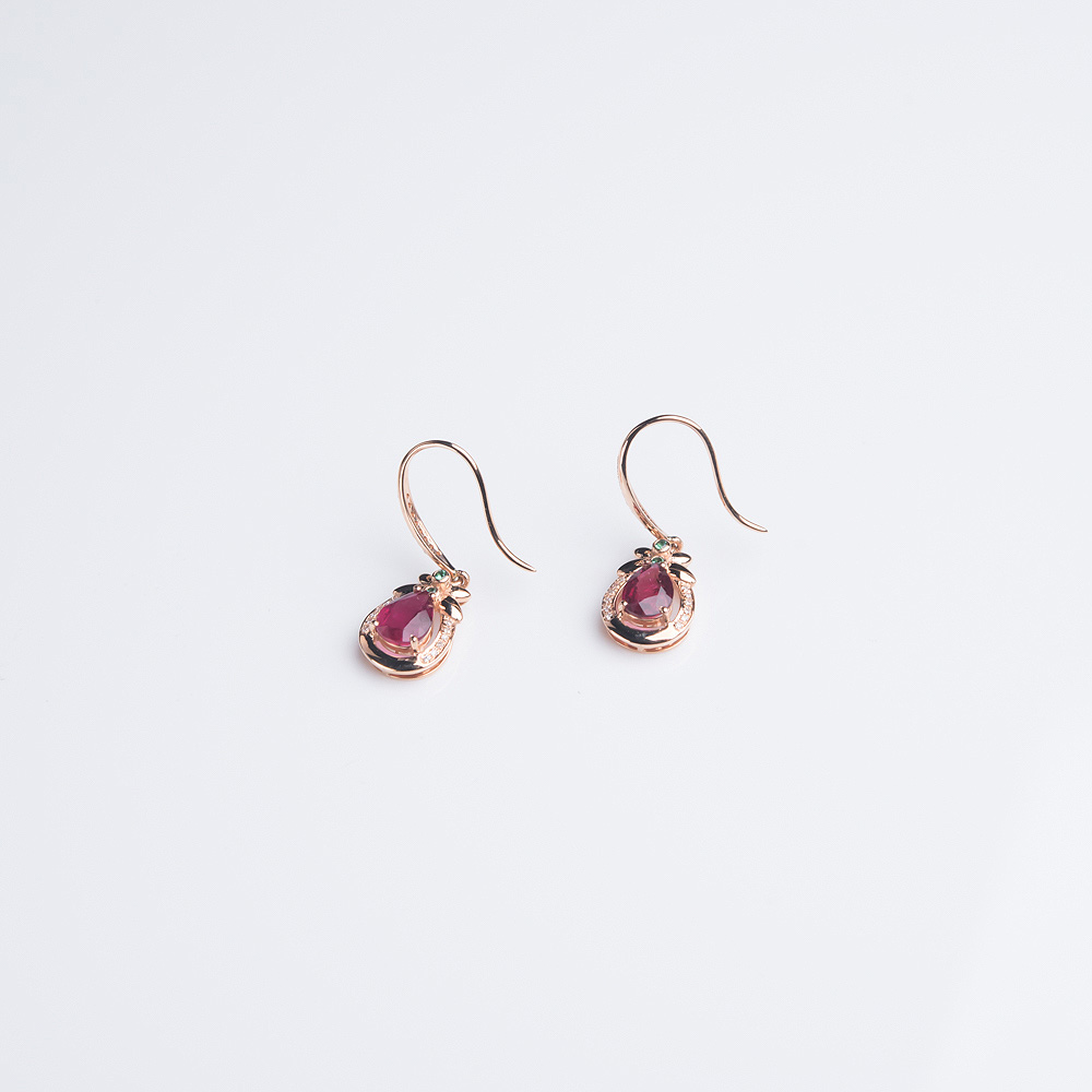 红碧玺耳坠-红掌柜