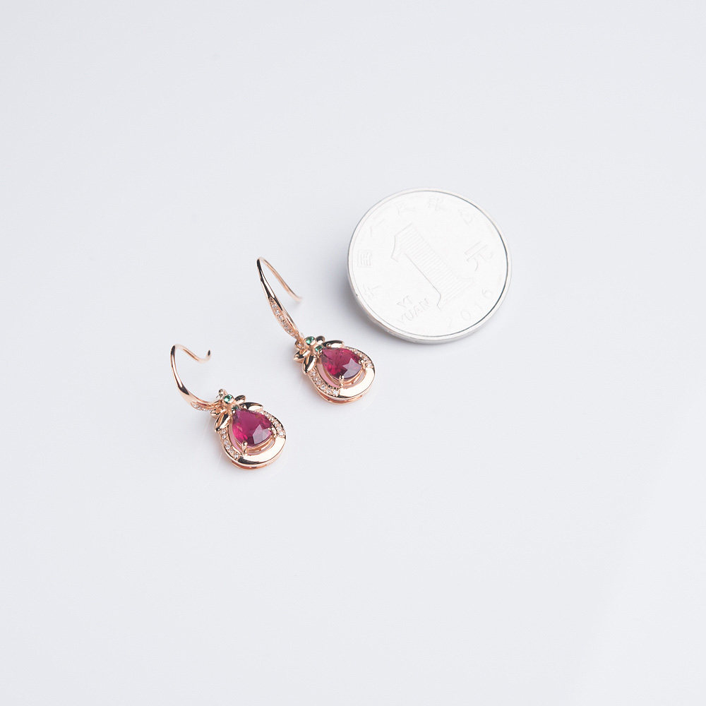 天然碧玺耳坠-红掌柜