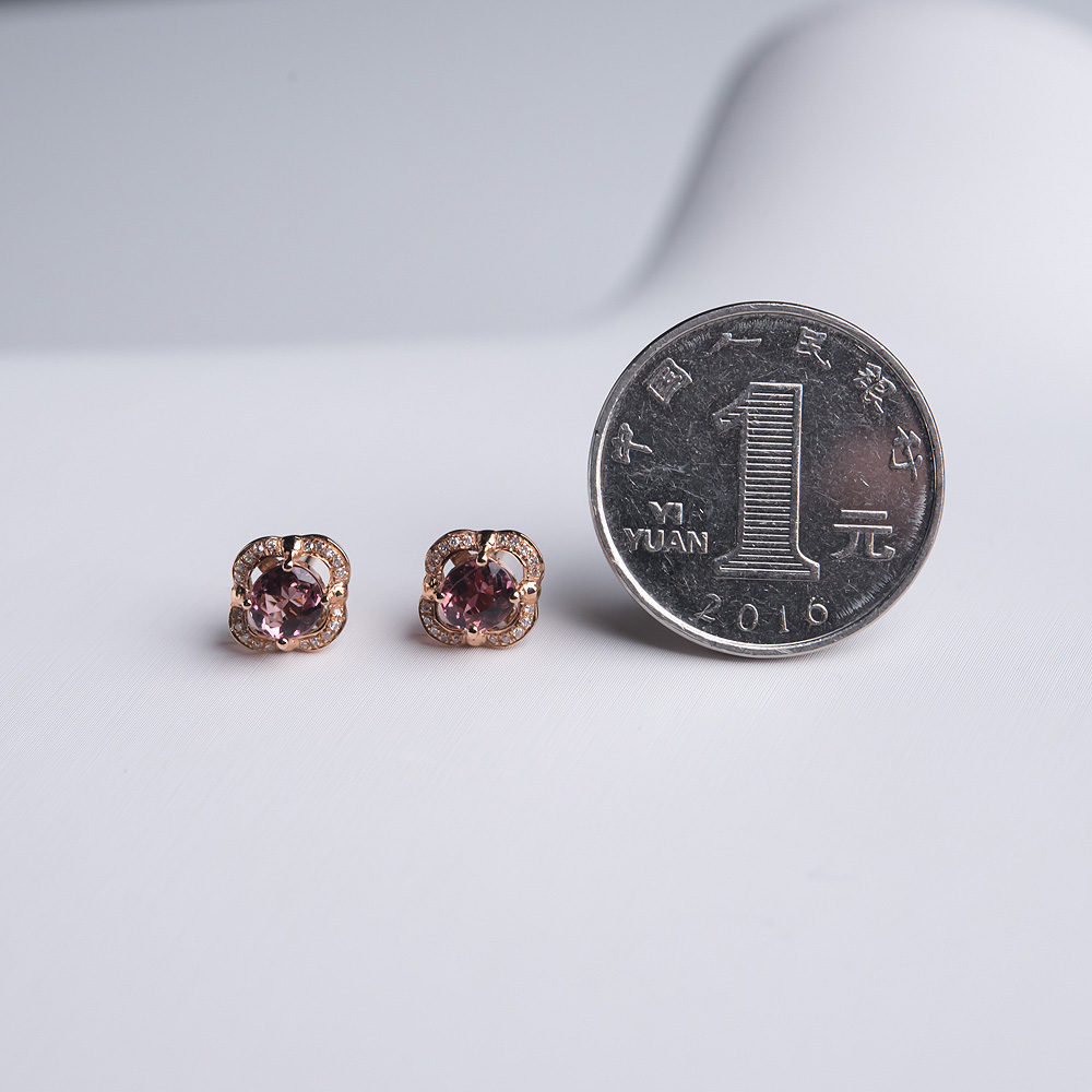 巴西碧玺耳钉-红掌柜