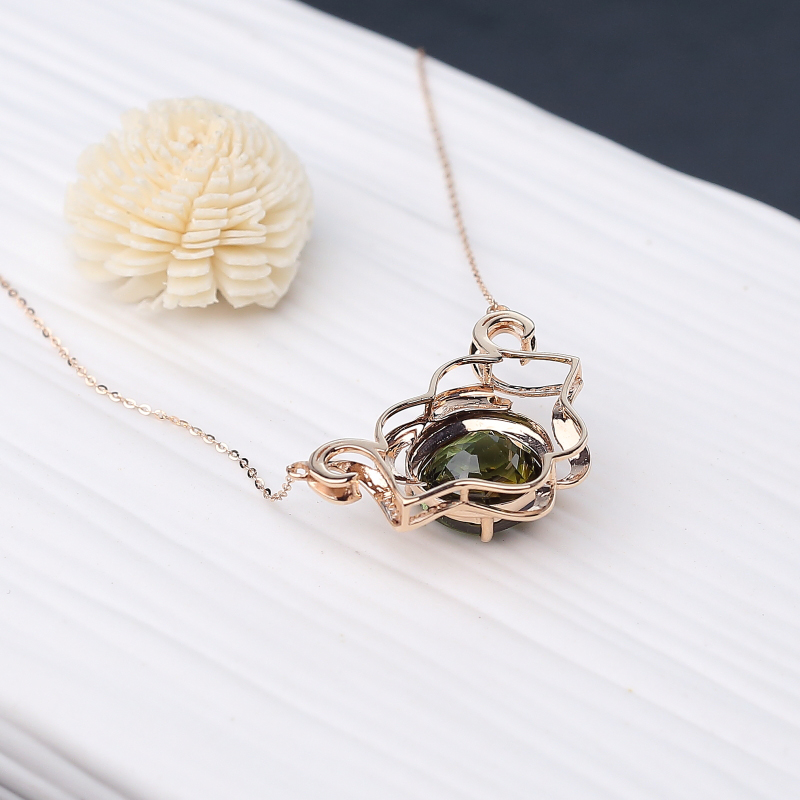 天然双色碧玺锁骨链-红掌柜