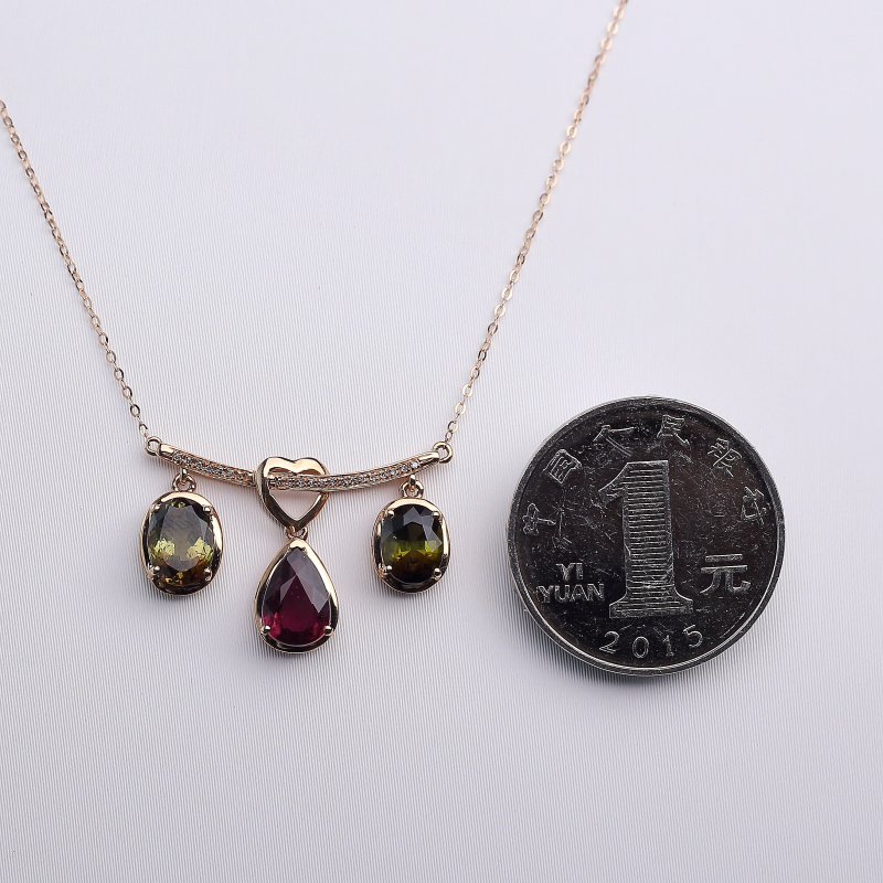 双色碧玺锁骨链-红掌柜