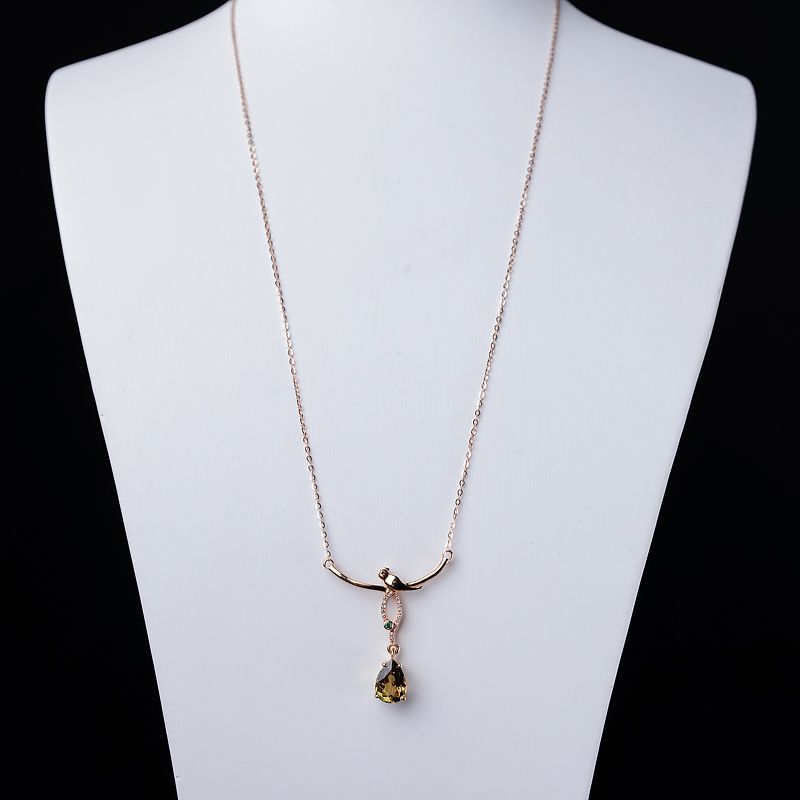 18K金镶钻黄色碧玺锁骨链-红掌柜