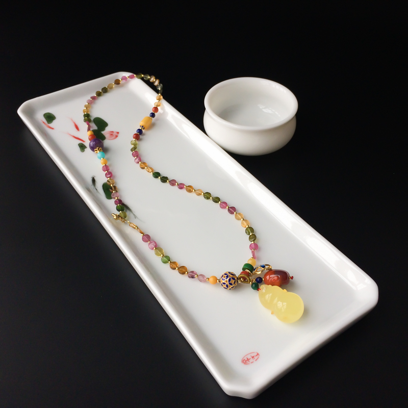 巴西天然多彩碧玺项链手链 - 红掌柜