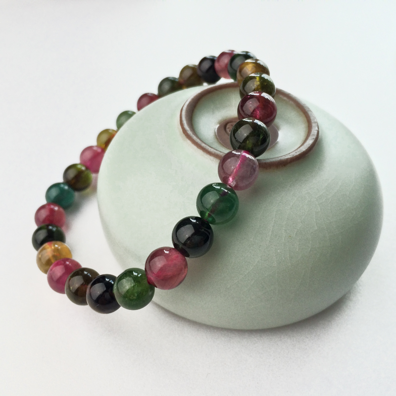 彩虹碧玺手串-红掌柜