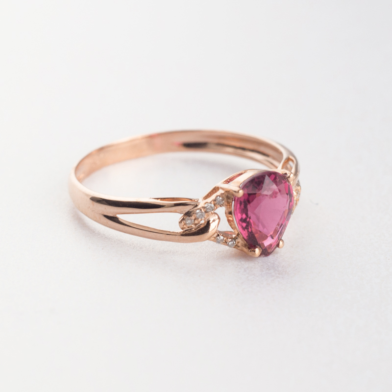 镶钻碧玺戒指-红掌柜珠宝