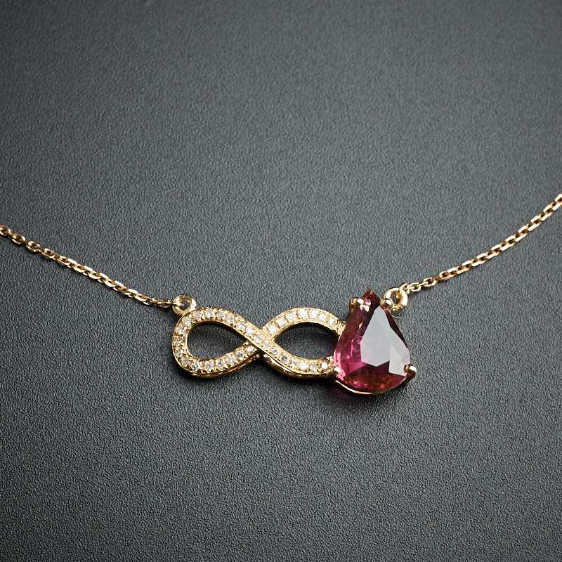 天然18K金镶红碧玺锁骨链 - 红掌柜