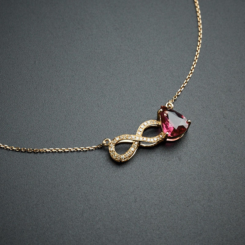 18K金镶红碧玺锁骨链 - 红掌柜