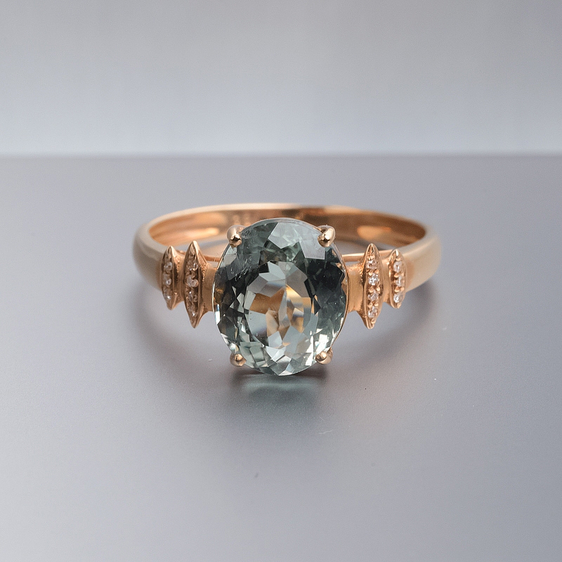 18K金镶钻碧玺戒指-红掌柜