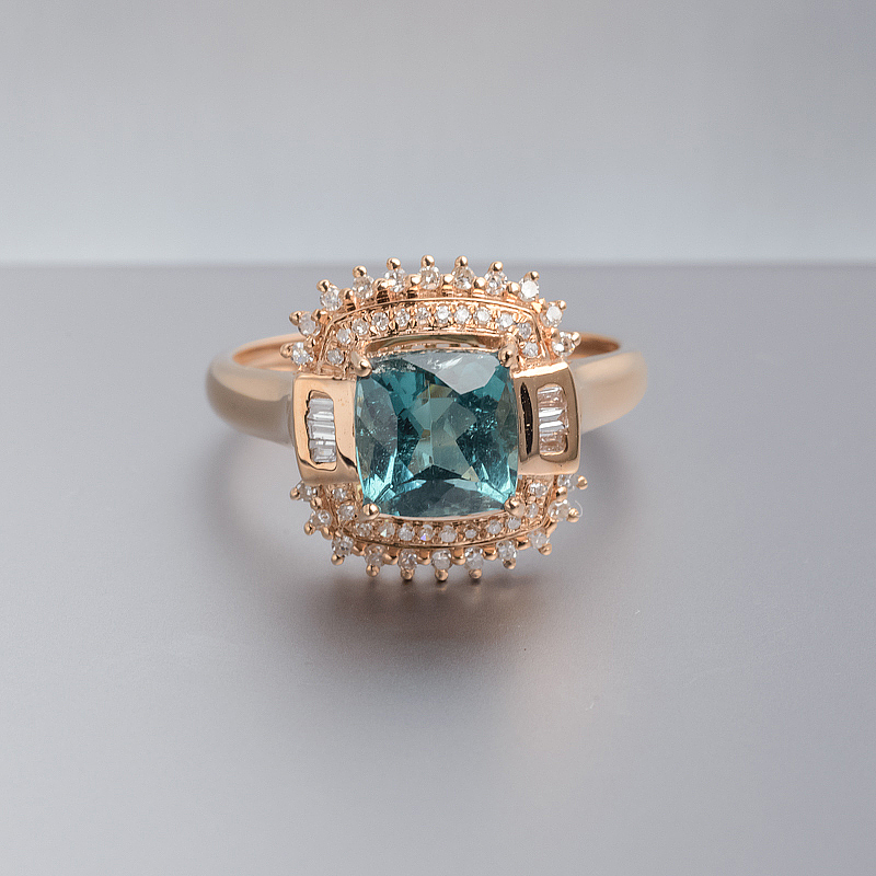 18K金镶钻碧玺戒指-红掌柜