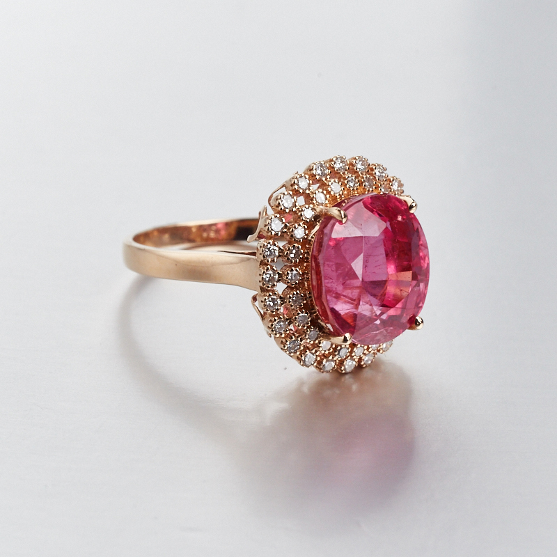 金镶钻碧玺戒指-红掌柜