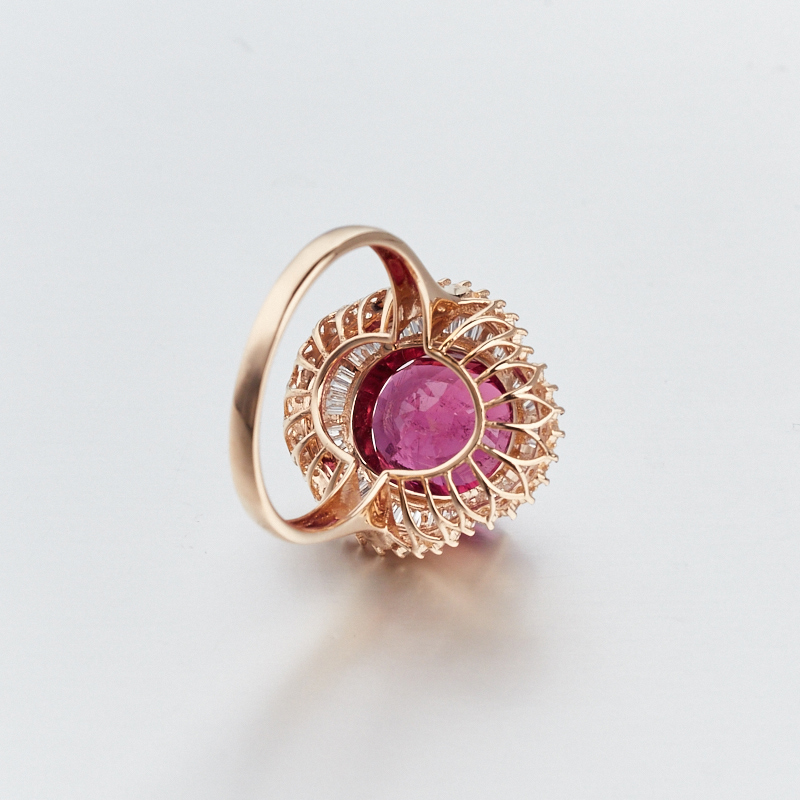 18K镶钻红碧玺戒指-红掌柜