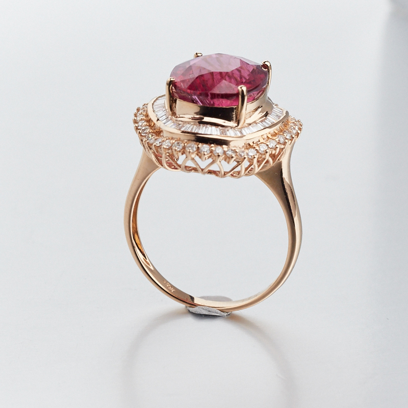 镶钻碧玺戒指-红掌柜