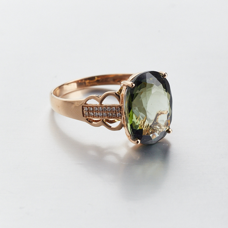 镶钻绿碧玺戒指-红掌柜