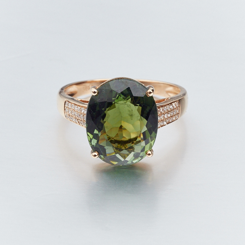 18K金镶钻绿碧玺戒指-红掌柜