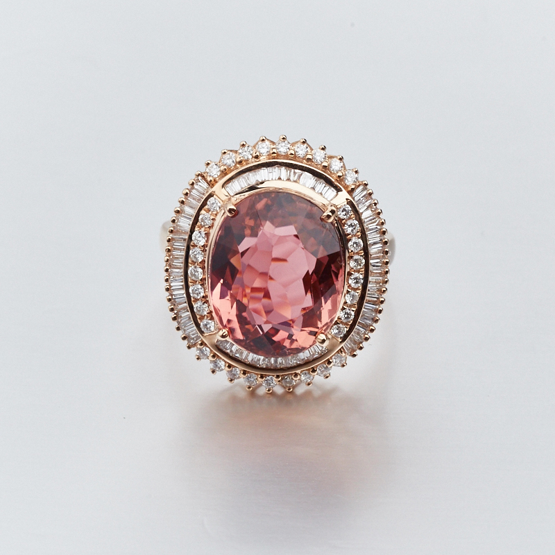 18K镶钻碧玺戒指-红掌柜