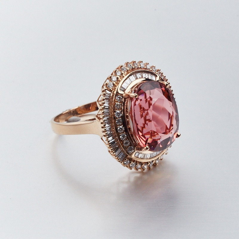 镶钻碧玺戒指-红掌柜