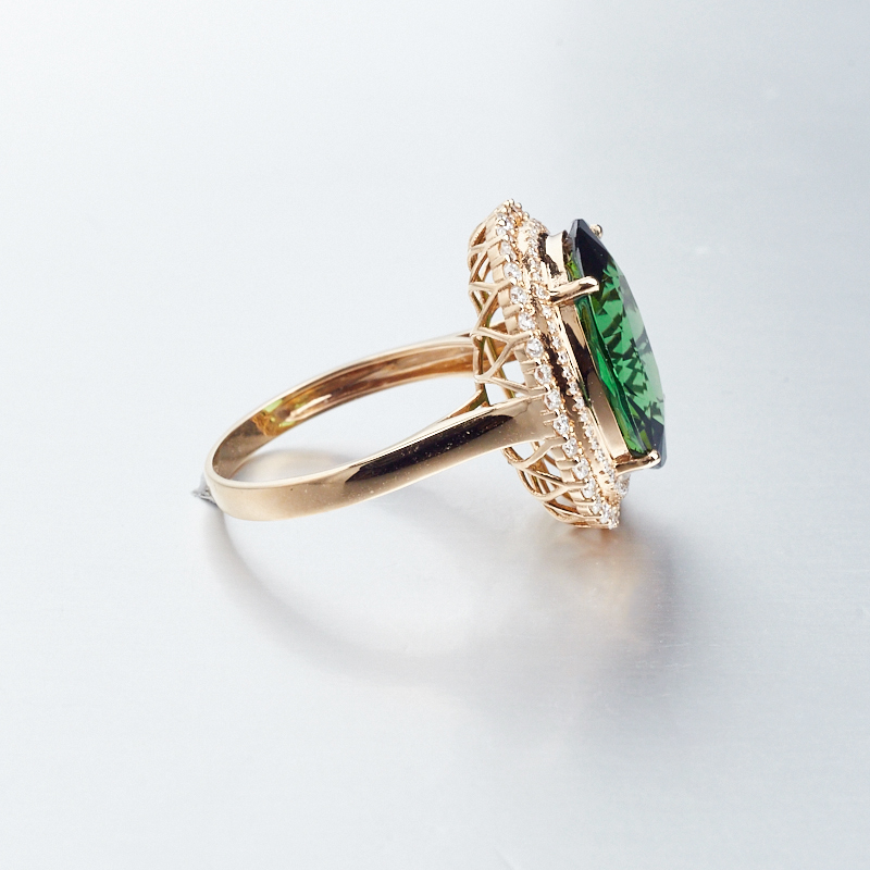 18K金镶钻绿碧玺戒指 - 红掌柜