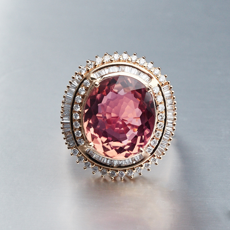 18K镶钻碧玺戒指 - 红掌柜 