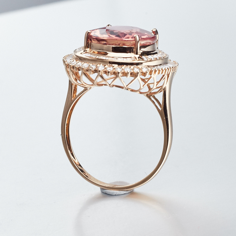 天然巴西18K镶钻碧玺戒指 - 红掌柜 